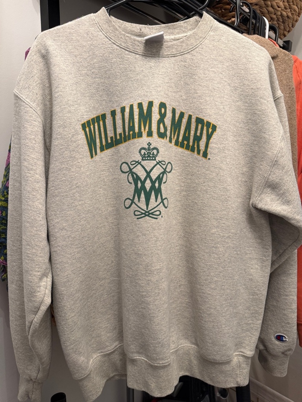 VINTAGE William and Mary Gray Crewneck Sweatshirt - Collegiate Logo